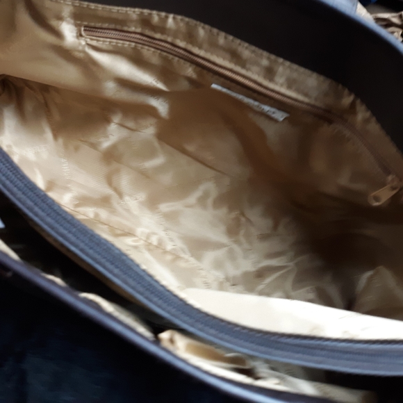 Laura Ashley Large Tan Straw/Brown Leather Bag - Picture 7 of 11